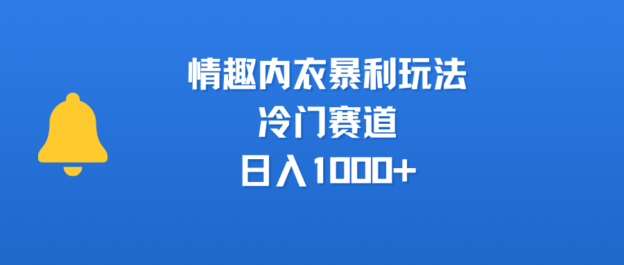 情趣内衣暴利玩法，冷门赛道，日入1000+网创库-网创项目资源站-副业项目-创业项目-搞钱项目网创库