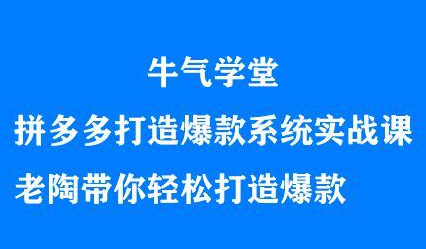 牛气学堂拼多多打造爆款系统实战课，老陶带你轻松打造爆款网创库-网创项目资源站-副业项目-创业项目-搞钱项目网创库