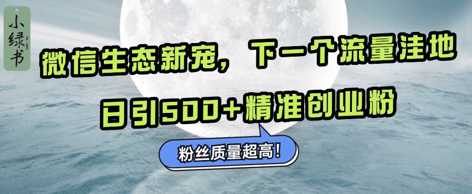 微信生态新宠小绿书：下一个流量洼地，粉丝质量超高，日引500+精准创业粉，网创库-网创项目资源站-副业项目-创业项目-搞钱项目网创库