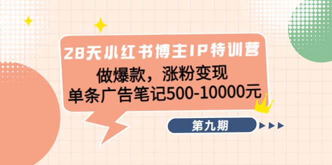 28天小红书博主IP特训营《第9期》网创库-网创项目资源站-副业项目-创业项目-搞钱项目网创库