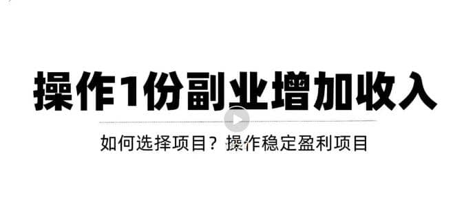 新手如何通过操作副业增加收入，从项目选择到玩法分享！【视频教程】网创库-网创项目资源站-副业项目-创业项目-搞钱项目网创库