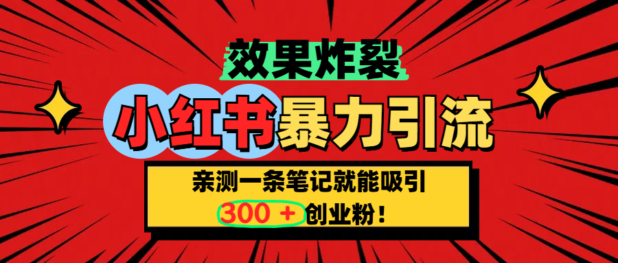 小红书炸裂玩法，亲测一条笔记就能吸引300+精准创业粉！网创库-网创项目资源站-副业项目-创业项目-搞钱项目网创库