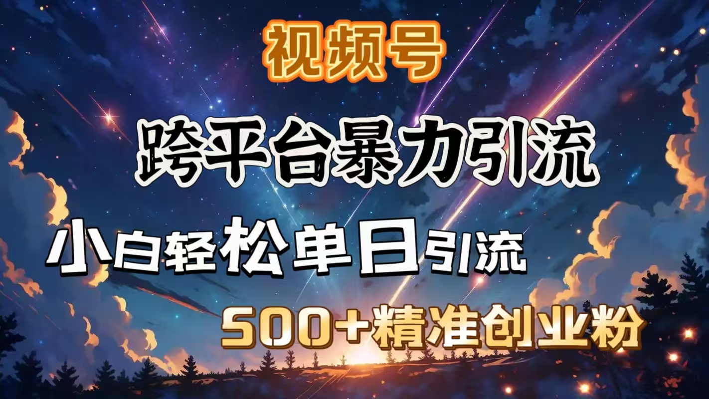 视频号跨平台暴力引流，小白轻松单日引流500＋精准创业粉网创库-网创项目资源站-副业项目-创业项目-搞钱项目网创库