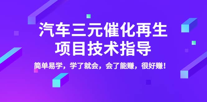 汽车三元催化再生项目技术指导，简单易学，学了就会，会了能赚，很好赚！网创库-网创项目资源站-副业项目-创业项目-搞钱项目网创库
