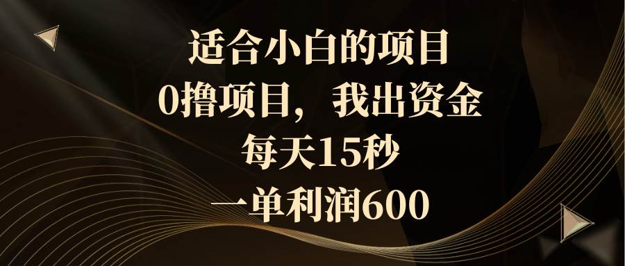 适合小白的项目，0撸项目，我出资金，每天15秒，一单利润600网创库-网创项目资源站-副业项目-创业项目-搞钱项目网创库