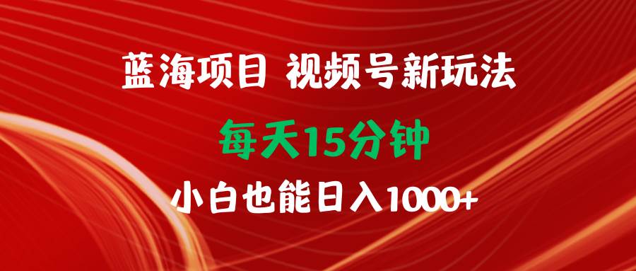 蓝海项目视频号新玩法 每天15分钟 小白也能日入1000+网创库-网创项目资源站-副业项目-创业项目-搞钱项目网创库