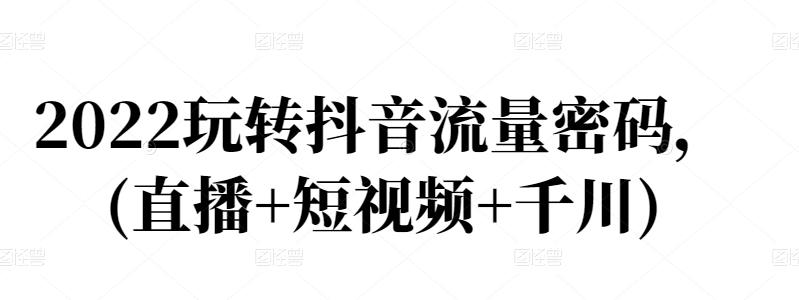 2022玩转抖音流量密码，(直播+短视频+千川)网创库-网创项目资源站-副业项目-创业项目-搞钱项目网创库