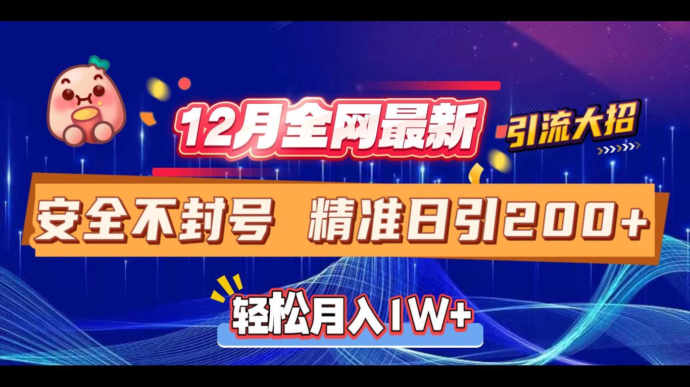12月全网最新引流大招 安全不封号 日引精准粉200+网创库-网创项目资源站-副业项目-创业项目-搞钱项目网创库