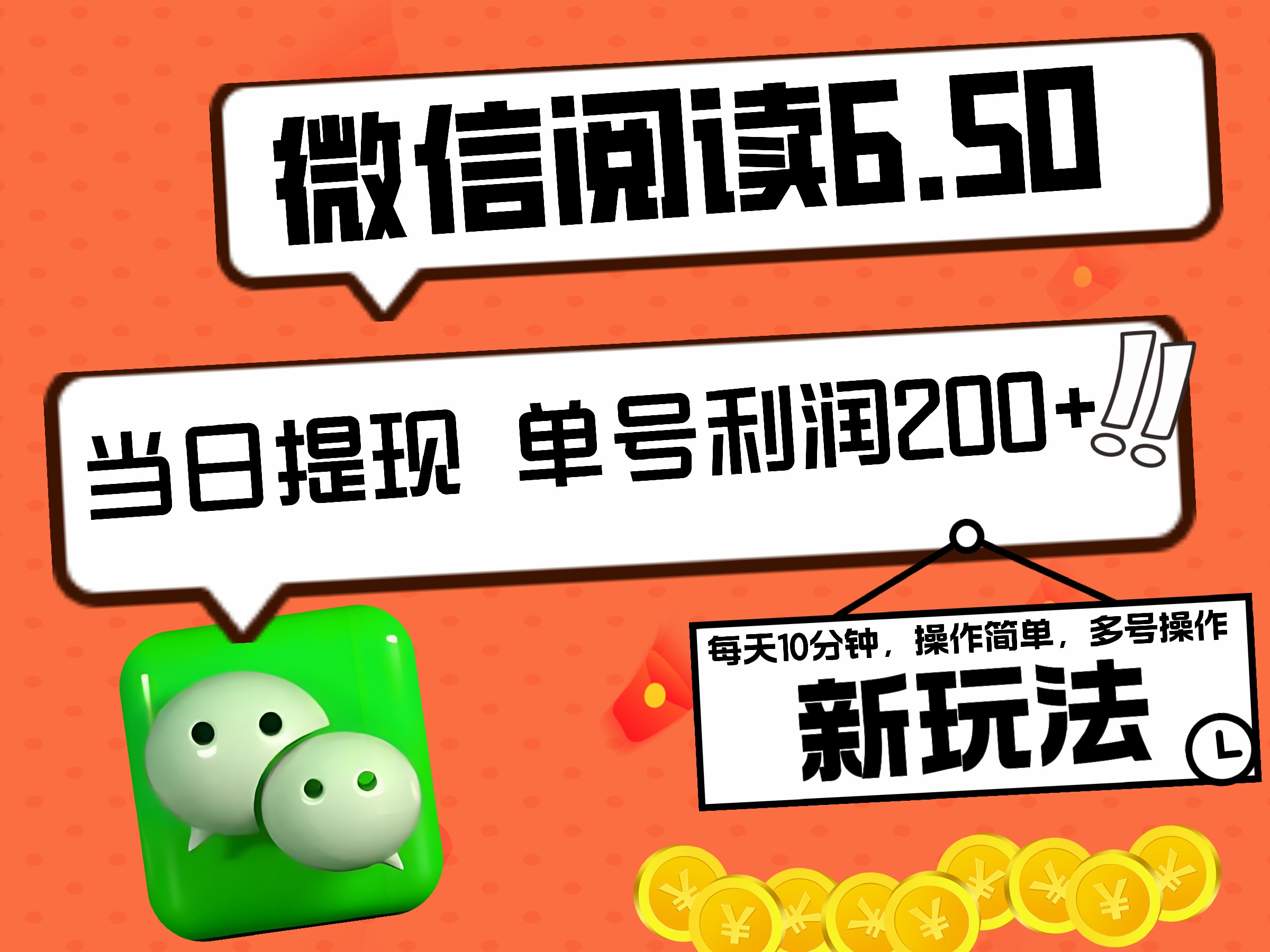 2024最新微信阅读6.50新玩法，5-10分钟 日利润200+，0成本当日提现，可矩阵多号操作网创库-网创项目资源站-副业项目-创业项目-搞钱项目网创库