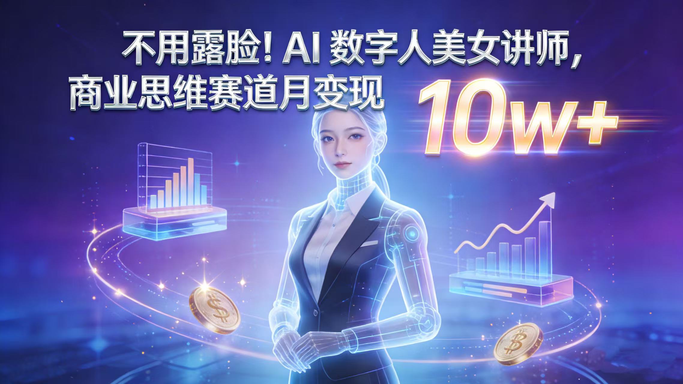 不用露脸！AI 数字人美女讲师，商业思维赛道月变现 10w+网创库-网创项目资源站-副业项目-创业项目-搞钱项目网创库