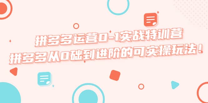 拼多多运营0-1实战特训营，拼多多从0础到进阶的可实操玩法网创库-网创项目资源站-副业项目-创业项目-搞钱项目网创库