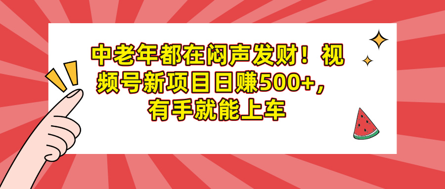 中老年都在闷声发财！视频号新项目日赚500+，有手就能上车网创库-网创项目资源站-副业项目-创业项目-搞钱项目网创库