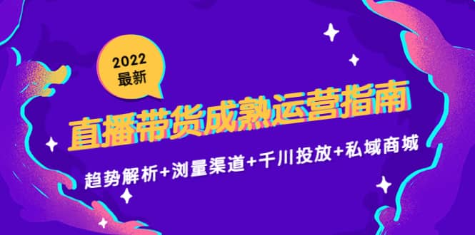 2022最新直播带货成熟运营指南：趋势解析+浏量渠道+千川投放+私域商城网创库-网创项目资源站-副业项目-创业项目-搞钱项目网创库