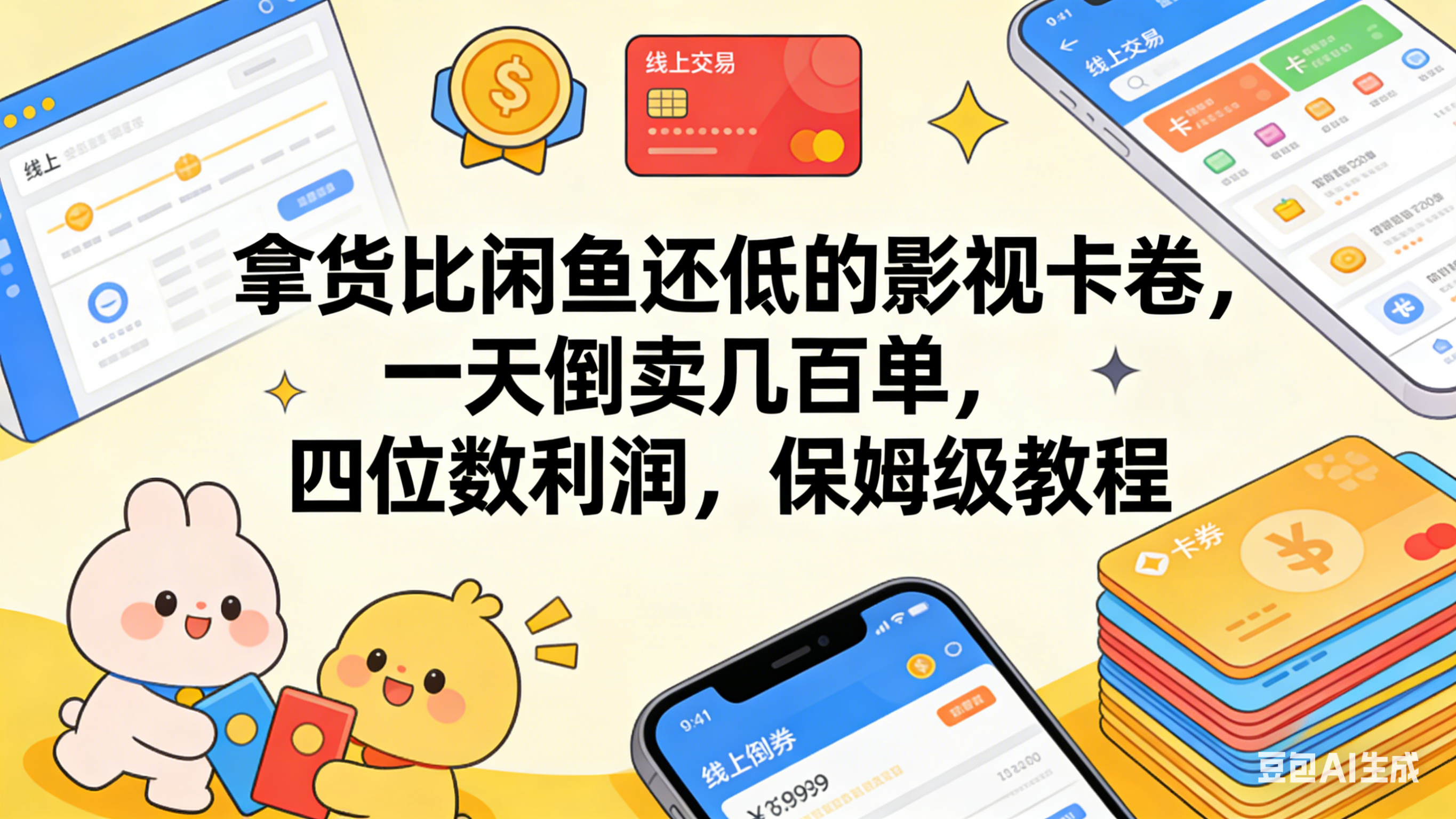 拿货比闲鱼还低的影视卡卷，一天倒卖几百单，四位数利润，保姆级教程网创库-网创项目资源站-副业项目-创业项目-搞钱项目网创库