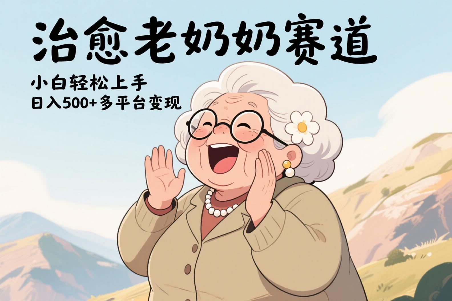 视频号治愈老奶奶赛道，小白轻松上手，日入500+多平台变现网创库-网创项目资源站-副业项目-创业项目-搞钱项目网创库