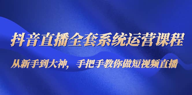 抖音直播全套系统运营课程：从新手到大神，手把手教你做直播短视频网创库-网创项目资源站-副业项目-创业项目-搞钱项目网创库