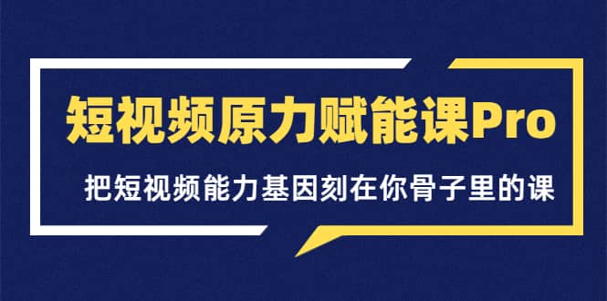 短视频原力赋能课Pro，把短视频能力基因刻在你骨子里的课（价值4999元）网创库-网创项目资源站-副业项目-创业项目-搞钱项目网创库