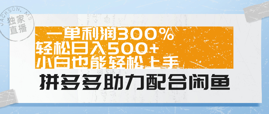 拼多多助力配合闲鱼 一单利润300% 轻松日入500+ 小白也能轻松上手！网创库-网创项目资源站-副业项目-创业项目-搞钱项目网创库