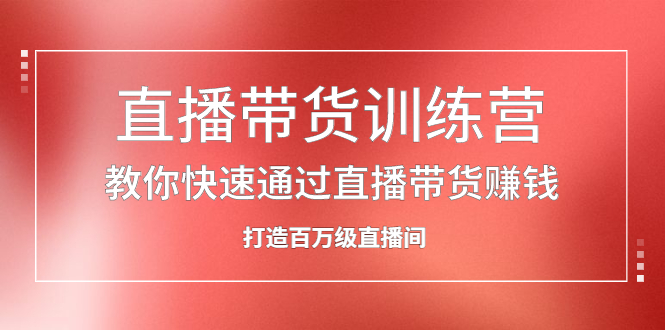 直播带货训练营，教你快速通过直播带货赚钱，打造百万级直播间网创库-网创项目资源站-副业项目-创业项目-搞钱项目网创库
