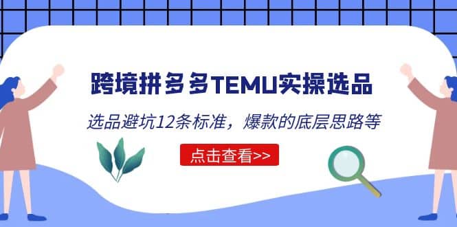跨境拼多多TEMU实操选品运营方法，选品避坑12条标准，爆款的底层思路等网创库-网创项目资源站-副业项目-创业项目-搞钱项目网创库