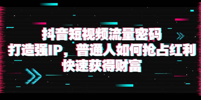 抖音短视频流量密码：打造强IP，普通人如何抢占红利，快速获得财富网创库-网创项目资源站-副业项目-创业项目-搞钱项目网创库
