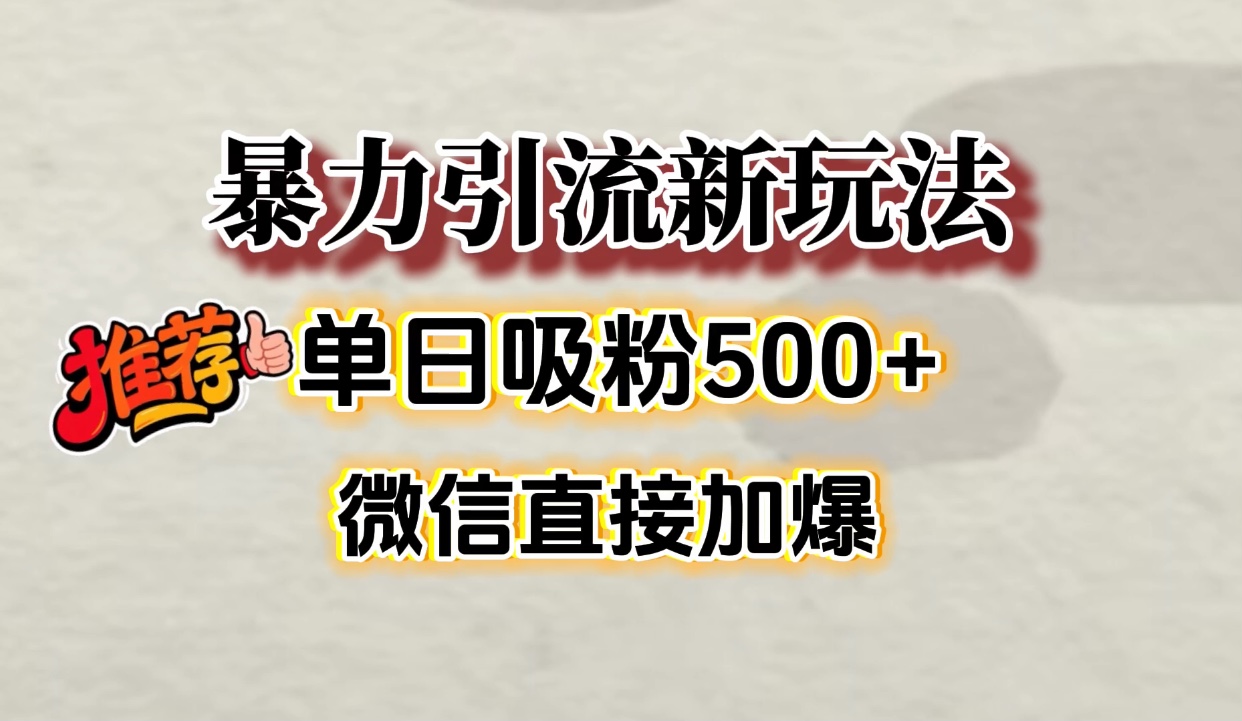 微信加爆的引流超级方法，单日吸粉500➕网创库-网创项目资源站-副业项目-创业项目-搞钱项目网创库