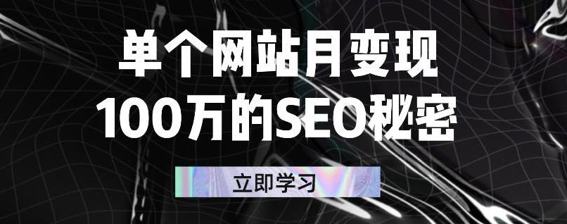 单个网站月变现100万的SEO秘密，百分百做出赚钱站点网创库-网创项目资源站-副业项目-创业项目-搞钱项目网创库