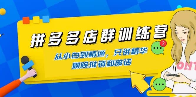 拼多多店群训练营：从小白到精通，只讲精华，剔除推销和废话网创库-网创项目资源站-副业项目-创业项目-搞钱项目网创库