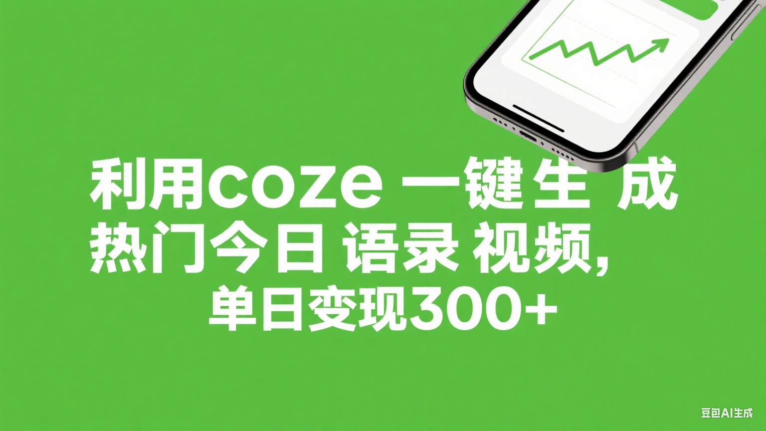 利用coze一键生成热门今日语录视频，单日变现300+网创库-网创项目资源站-副业项目-创业项目-搞钱项目网创库