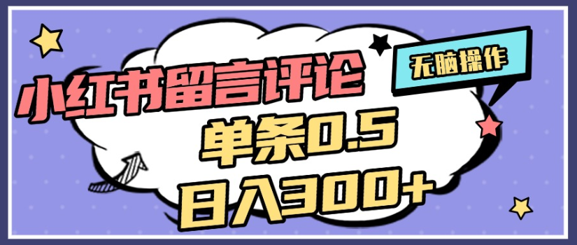2025年最新小红书评论单条0.5元，日入300＋，无上限，详细操作流程网创库-网创项目资源站-副业项目-创业项目-搞钱项目网创库