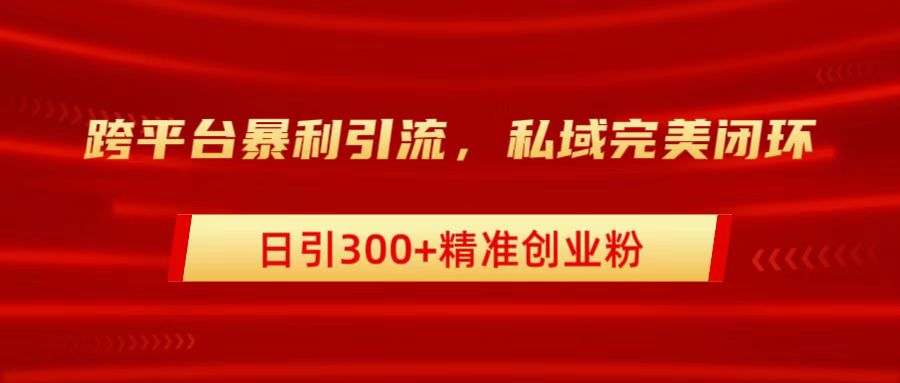 跨平台暴力引流，私域完美闭环，日引300+精准创业粉网创库-网创项目资源站-副业项目-创业项目-搞钱项目网创库