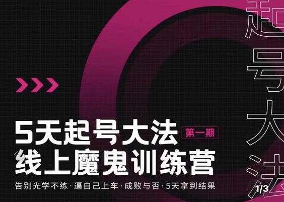 五天起号魔鬼训练营，告别光学不练，逼自己上车，成败与否，5天拿到结果网创库-网创项目资源站-副业项目-创业项目-搞钱项目网创库