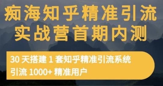 痴海知乎精准引流实战营1-2期，30天搭建1套知乎精准引流系统，引流1000+精准用户网创库-网创项目资源站-副业项目-创业项目-搞钱项目网创库