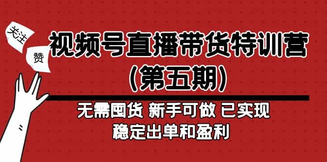 视频号直播带货特训营（第五期）无需囤货 新手可做 已实现稳定出单和盈利网创库-网创项目资源站-副业项目-创业项目-搞钱项目网创库