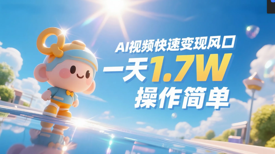 《Ai视频变现风口，一天1.7W，收入无上限，操作简单》网创库-网创项目资源站-副业项目-创业项目-搞钱项目网创库