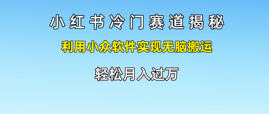 小红书冷门赛道揭秘,轻松月入过万，利用小众软件实现无脑搬运，网创库-网创项目资源站-副业项目-创业项目-搞钱项目网创库