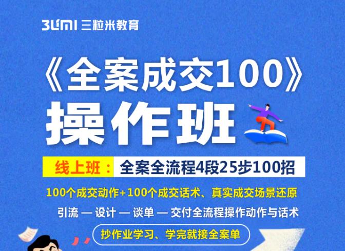 《全案成交100》全案全流程4段25步100招，操作班网创库-网创项目资源站-副业项目-创业项目-搞钱项目网创库