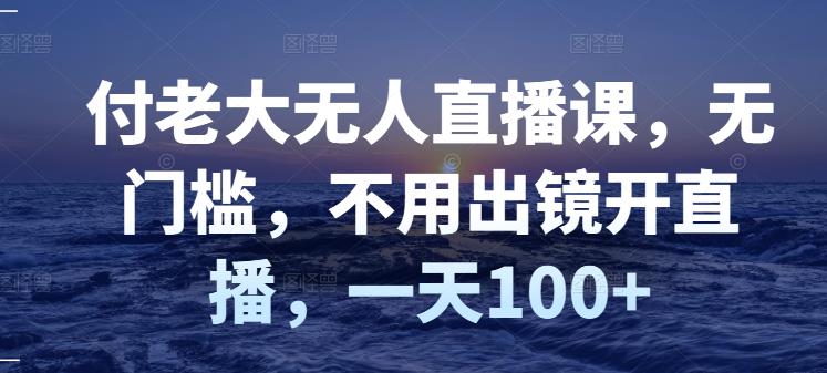 付老大无人直播课，无门槛，不用出镜开直播，一天100+网创库-网创项目资源站-副业项目-创业项目-搞钱项目网创库