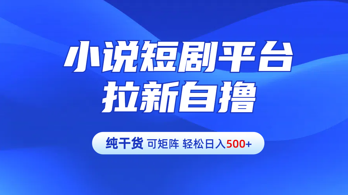 【纯干货】小说短剧平台拉新自撸玩法详解-单人轻松日入500+网创库-网创项目资源站-副业项目-创业项目-搞钱项目网创库