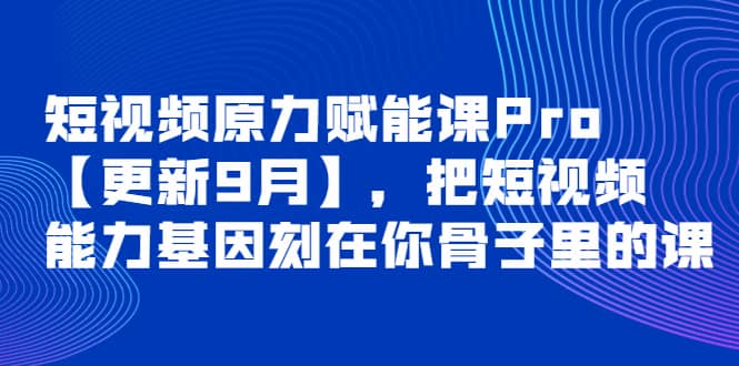 短视频原力赋能课Pro【更新9月】，把短视频能力基因刻在你骨子里的课网创库-网创项目资源站-副业项目-创业项目-搞钱项目网创库