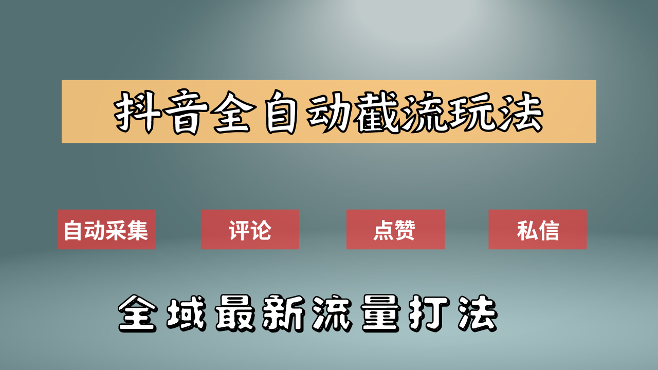 抖音自动截流新玩法：如何利用软件自动化采集、评论、点赞，实现抖音精准截流？网创库-网创项目资源站-副业项目-创业项目-搞钱项目网创库