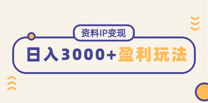 资料IP变现，持续性盈利玩法网创库-网创项目资源站-副业项目-创业项目-搞钱项目网创库