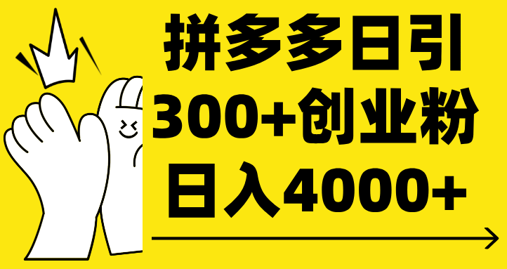 拼多多日引300+创业粉 日入4000+网创库-网创项目资源站-副业项目-创业项目-搞钱项目网创库