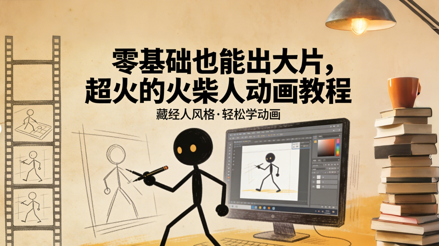 零基础也能出大片，超火的火柴人动画教程（藏经人风格）网创库-网创项目资源站-副业项目-创业项目-搞钱项目网创库