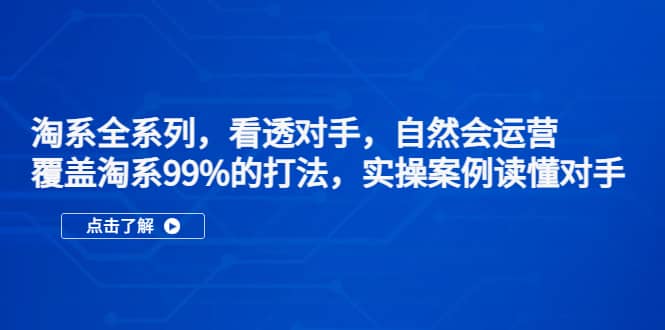 淘系全系列，看透对手，自然会运营，覆盖淘系99%·打法，实操案例读懂对手网创库-网创项目资源站-副业项目-创业项目-搞钱项目网创库