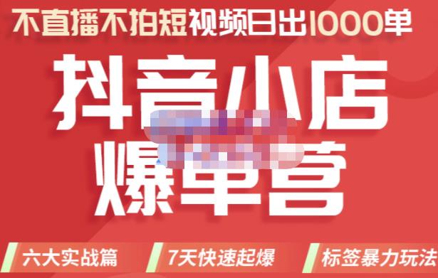 2022年抖音小店爆单营，不直播、不拍短视频、日出1000单，暴力玩法网创库-网创项目资源站-副业项目-创业项目-搞钱项目网创库