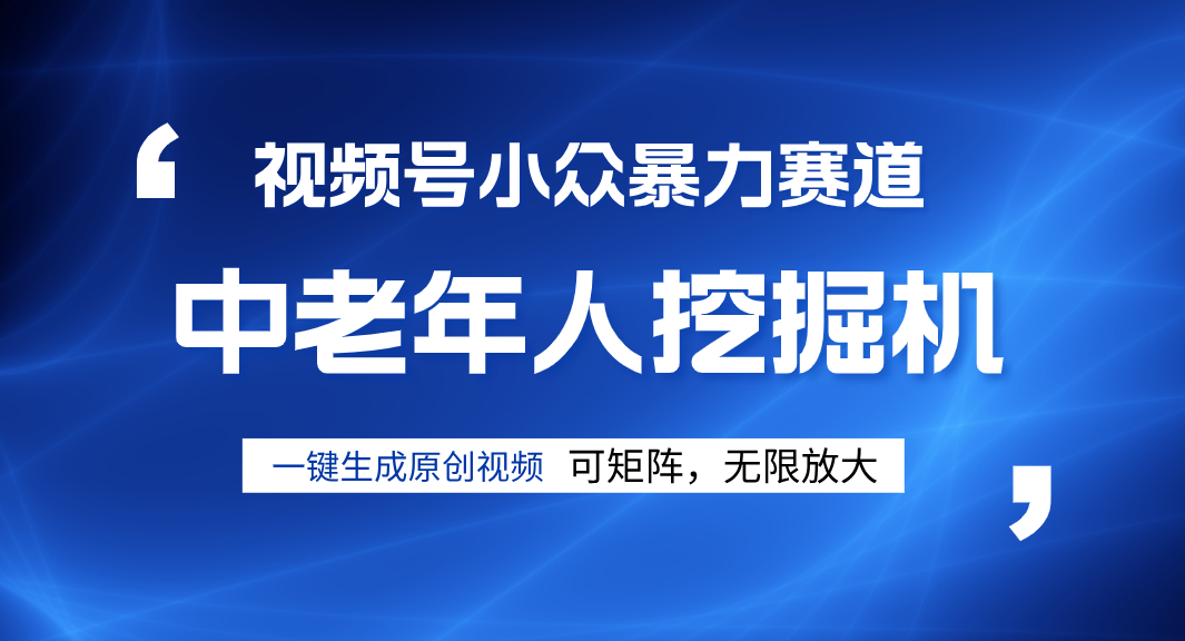 视频号新手逆袭密码！超小众暴力赛道，中老年人深信不疑，原创通过率拉满网创库-网创项目资源站-副业项目-创业项目-搞钱项目网创库