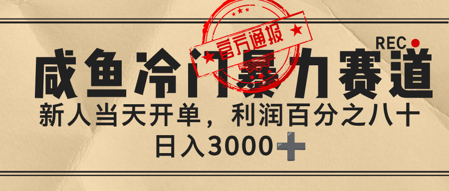 闲鱼，冷门暴力赛道，一单 80%利润，新人轻松日入 3000+网创库-网创项目资源站-副业项目-创业项目-搞钱项目网创库