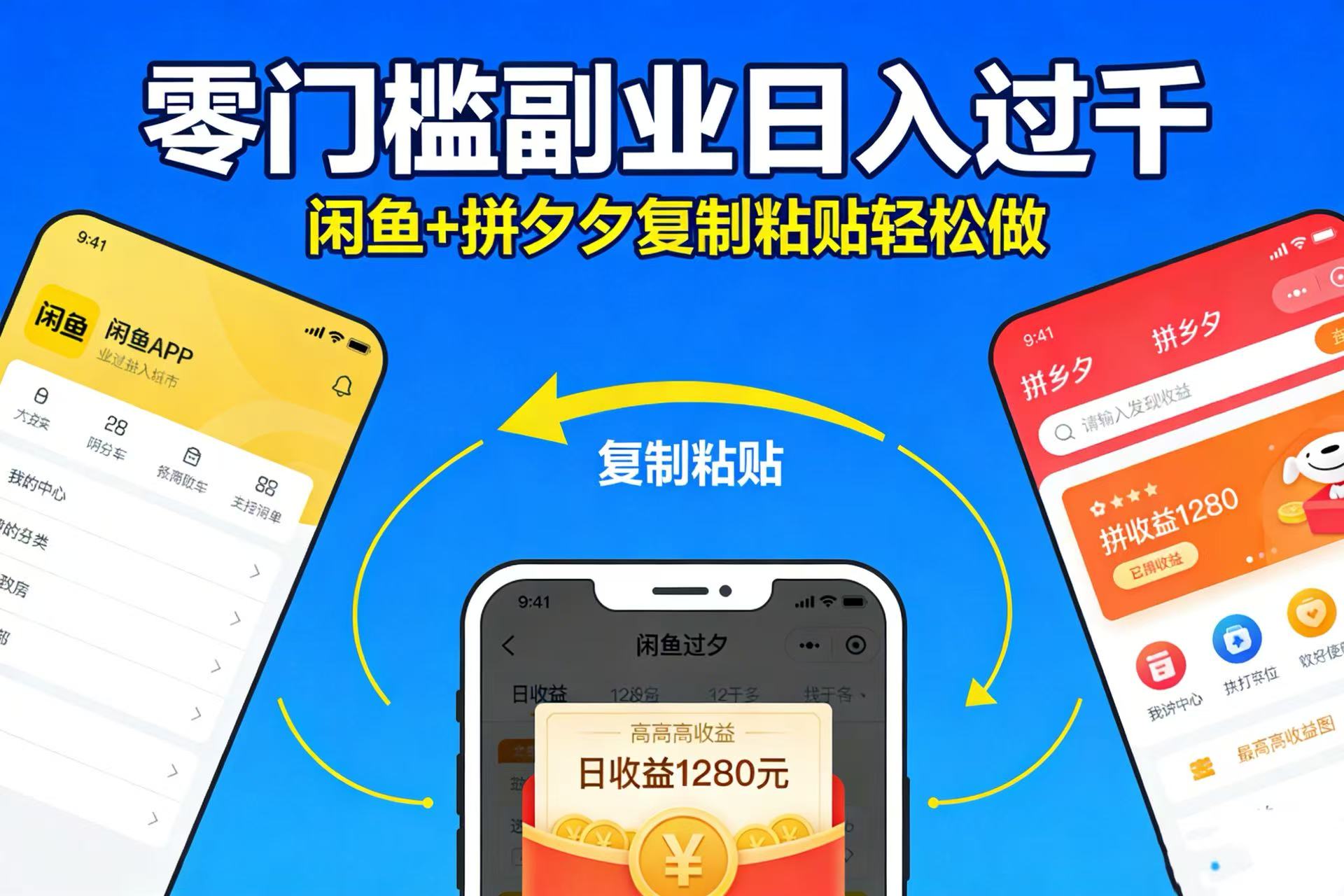 不用学技术！闲鱼 + 拼夕夕复制粘贴，零门槛副业日入过千网创库-网创项目资源站-副业项目-创业项目-搞钱项目网创库