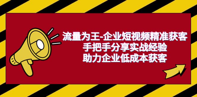 流量为王-企业 短视频精准获客，手把手分享实战经验，助力企业低成本获客网创库-网创项目资源站-副业项目-创业项目-搞钱项目网创库